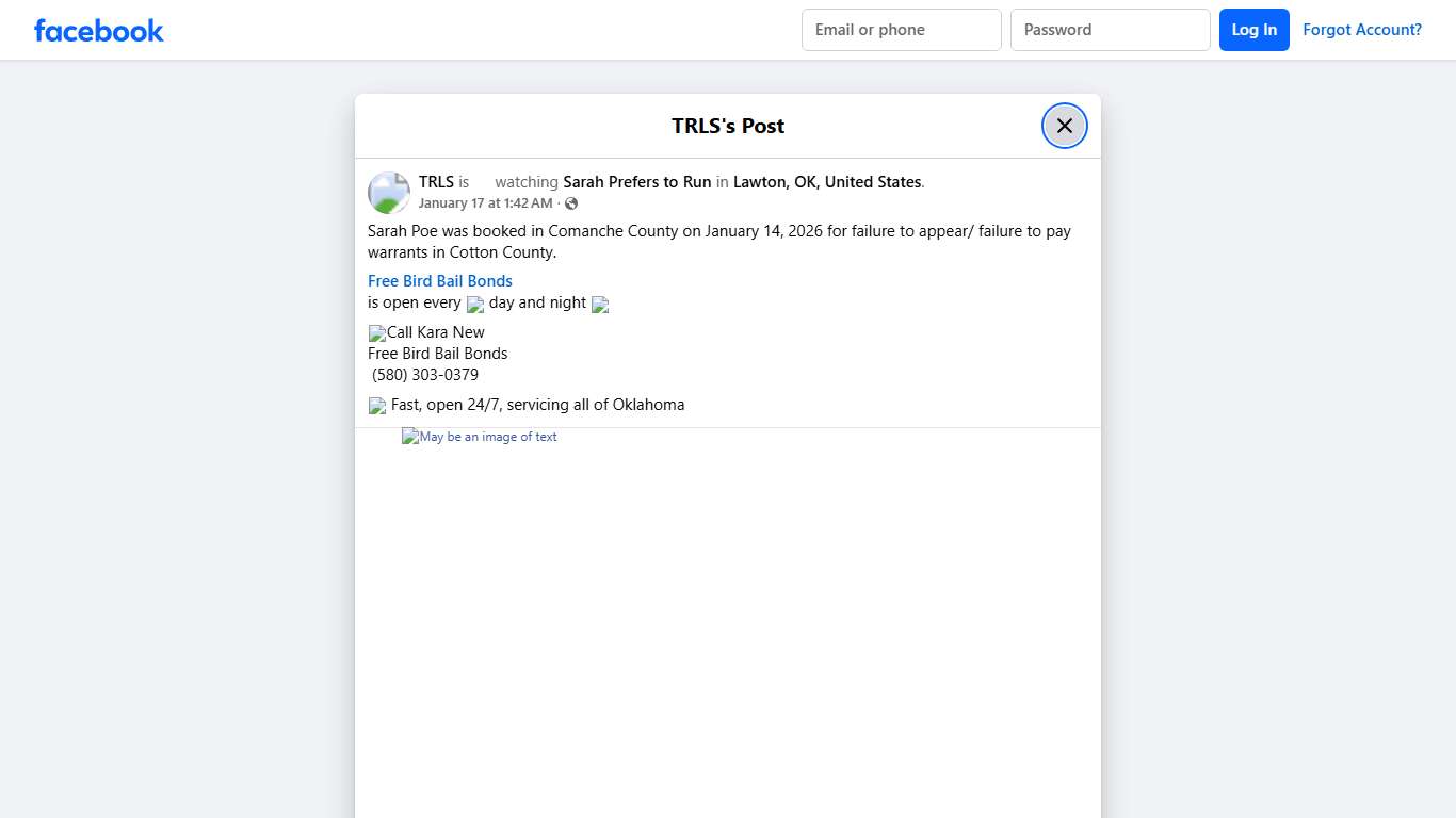 TRLS - Sarah Poe was booked in Comanche County on January... Facebook